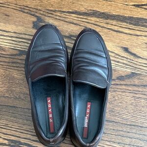 Prada womens Brown Leather Loafers